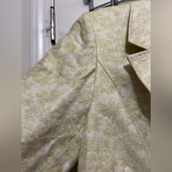 Isabel & Nina lime Green & Ivory Brocade Jacket floral blazer Womens 14 preppy - Picture 13 of 16